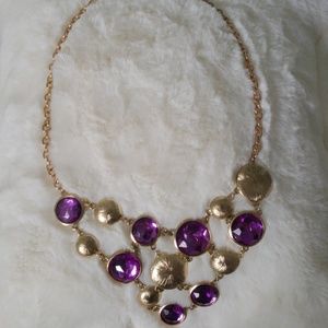 Purple and gold statement necklace